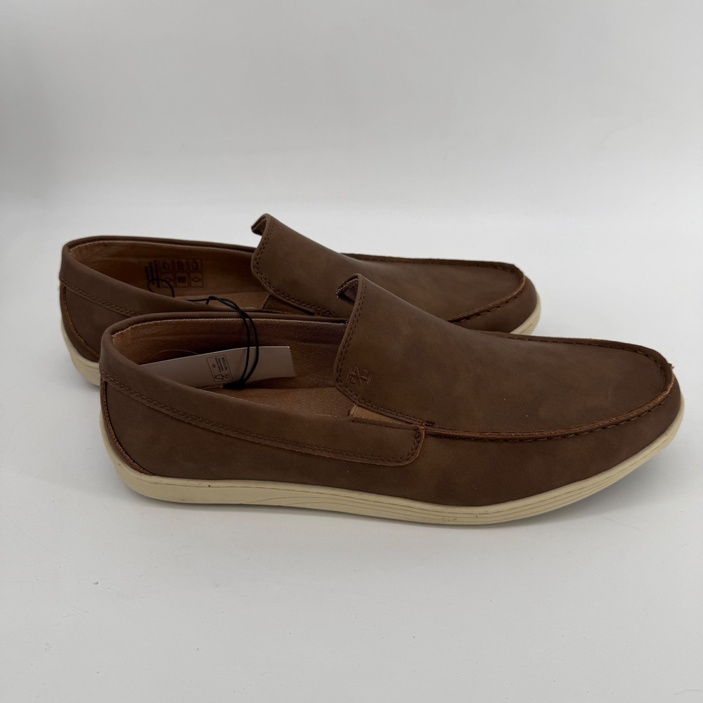 IZOD Seapoint Mens 13 Tan Brown Slip On Loafers Memory Foam Shoes‎ 1861593
